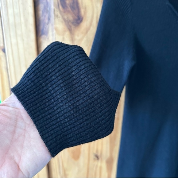 U2B Black Long Sleeve V Neck Sweater Fitted Ribbed Knit Top - Large - Picture 5 of 11